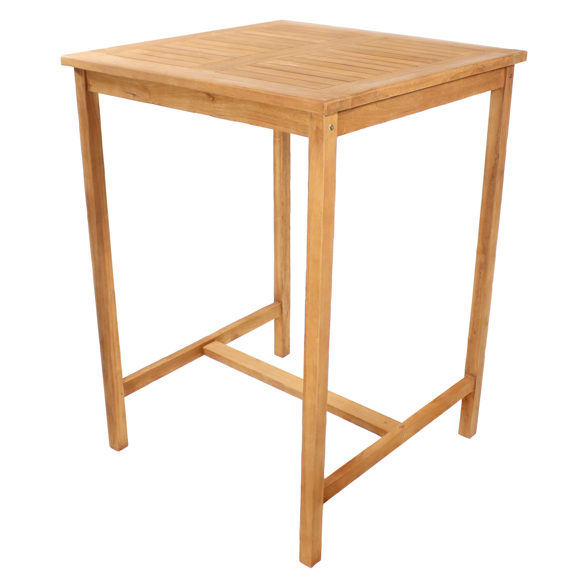 Sunnydaze Decor, 31in. Square Teak Wood Outdoor Bar Table, Table Shape Square, Primary Color Brown, Height 43.5 in, Model# JVA-076